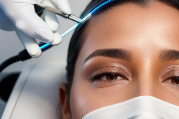Dermatologista examinando a pele de uma paciente antes de realizar o procedimento de depilação a laser
