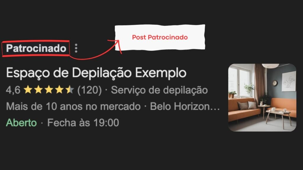 Exemplo de post patrocinado para clínicas de depilação a laser em BH