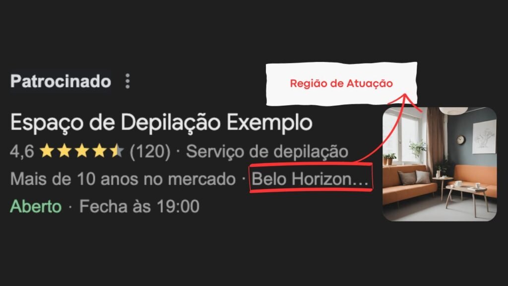 Exemplo de região de atuação para clínicas de depilação a laser em BH